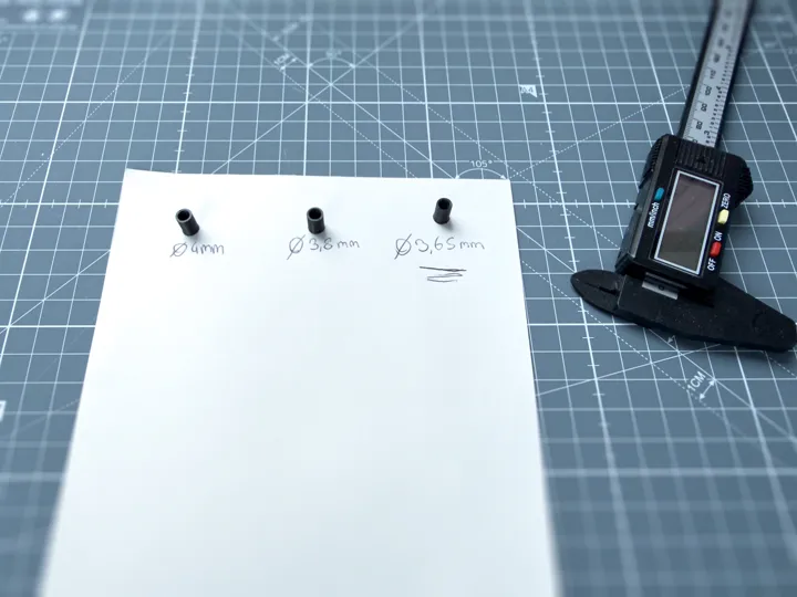 Thread diameter test versions for fitting the suction cup screw