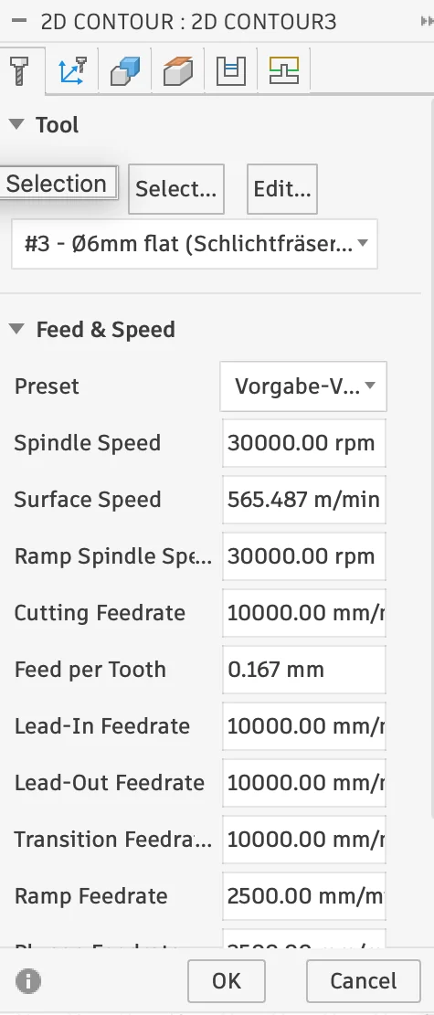2D contour tool settings in Fusion 360