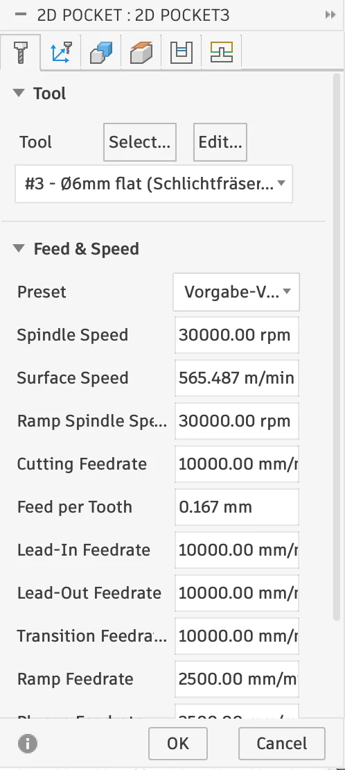 2D pocket tool settings in Fusion 360