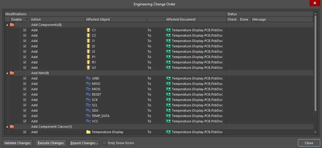 Import changes to PCB step two