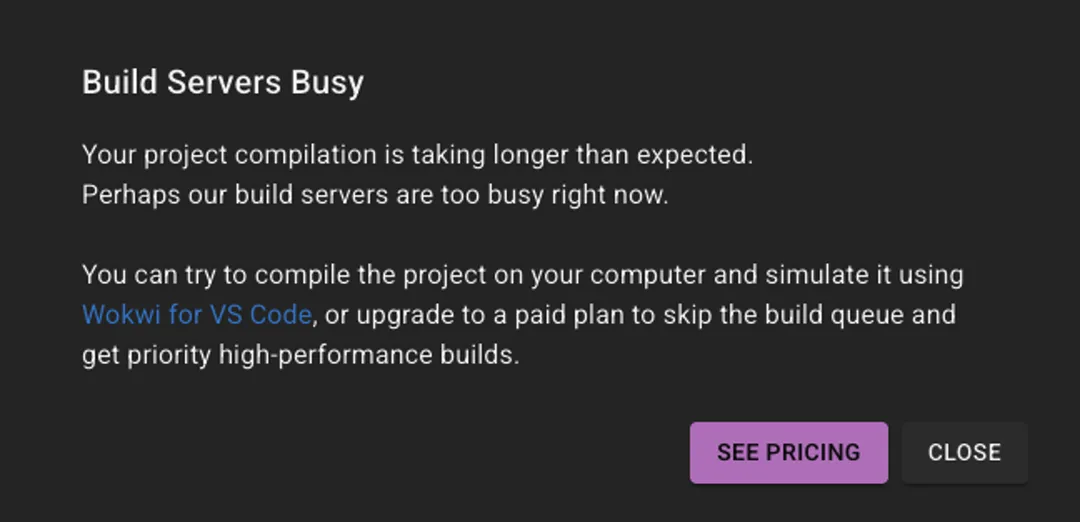 Wokwi server busy error