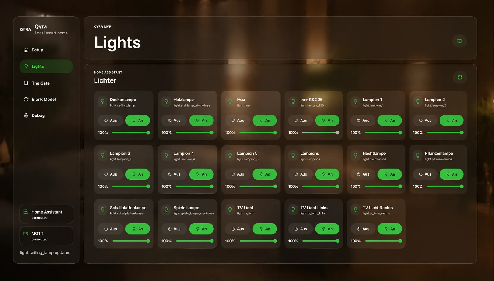 Qyra frontend browser and app control