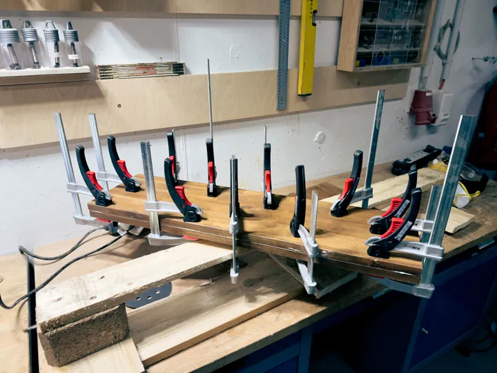 Gluing wood pieces for the handle blanks