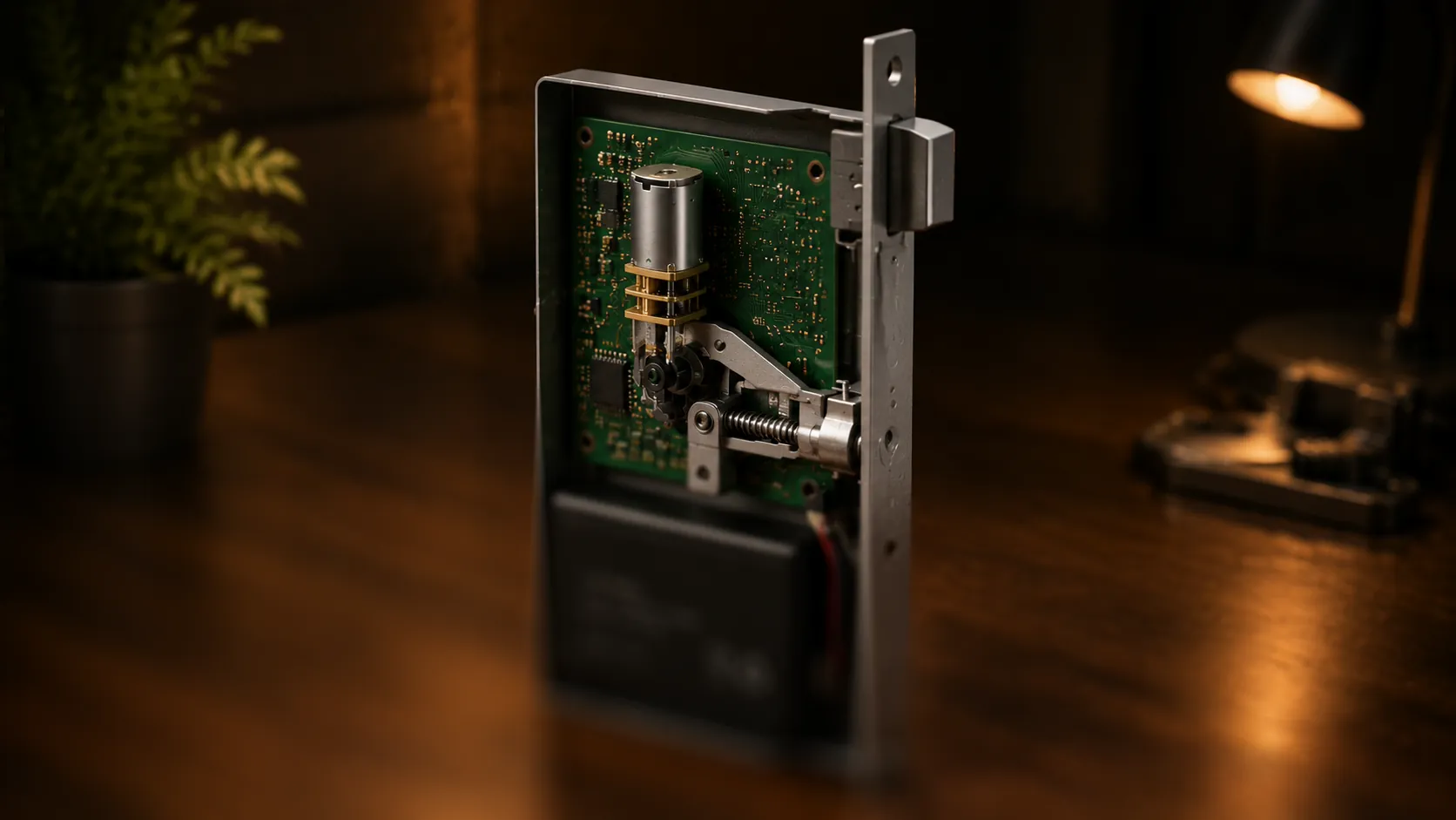Compact PCB packing and wiring layout inside The Gate lock body