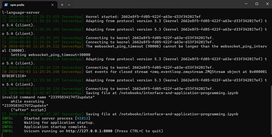 Starting the local uvicorn server from Jupyter
