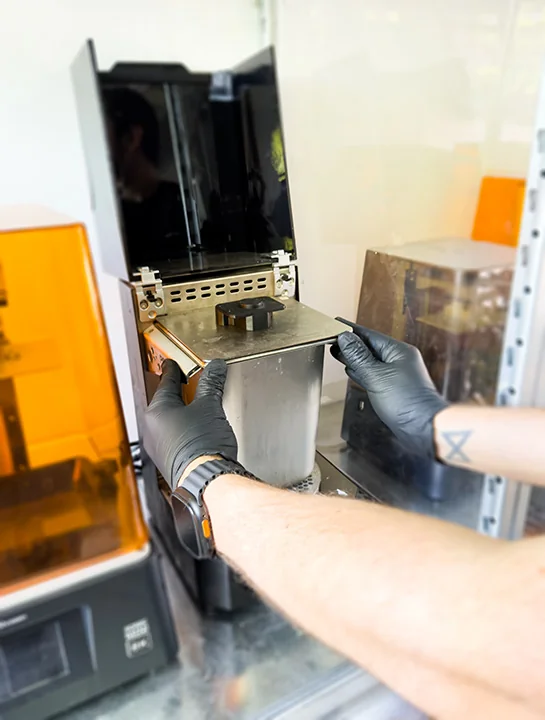 SLA parts inside the Prusa cleaning station