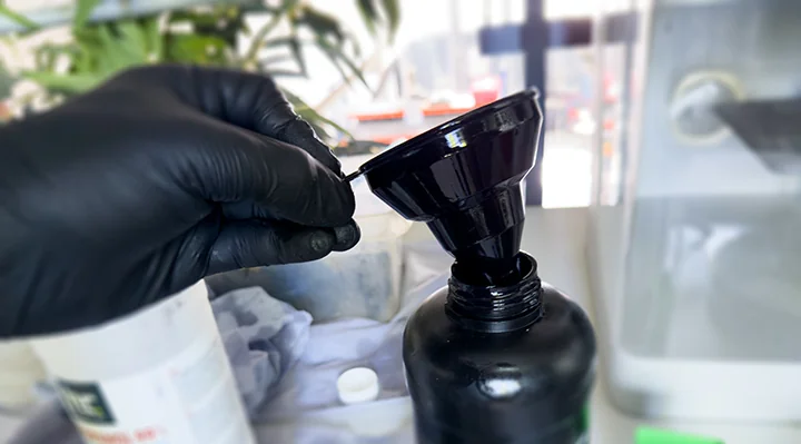 Transparent resin filled into the SLA resin tank