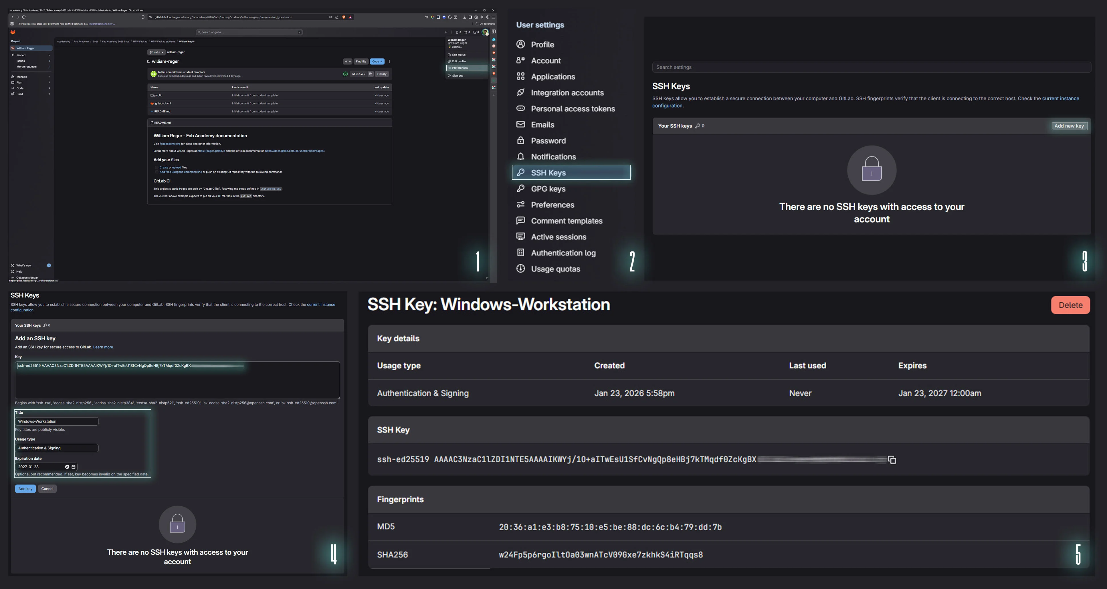 GitLab Process of adding a SSH Key