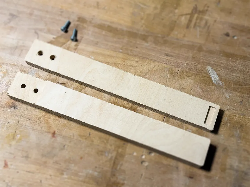 Milled wooden handle halves with mounting holes