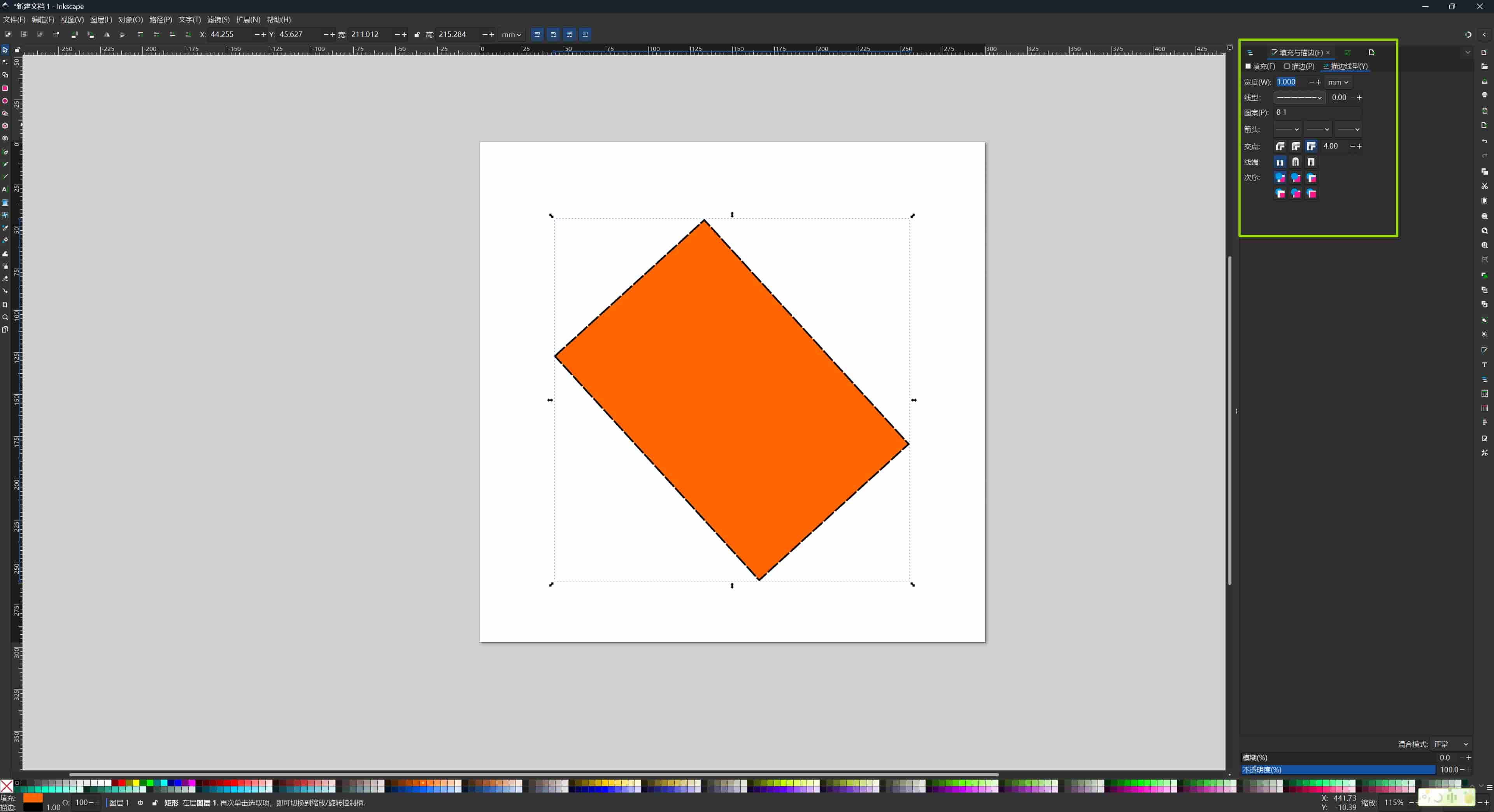 Stroke with radial gradient applied