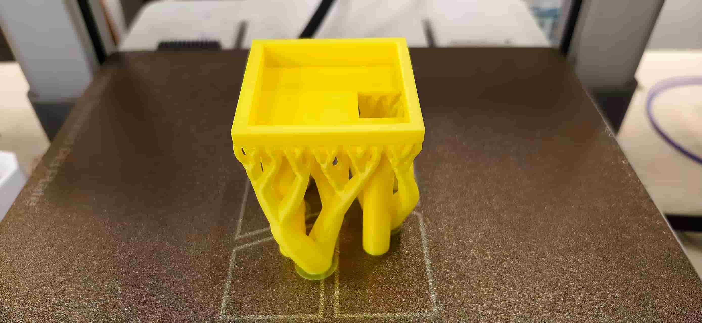 OLED holder on the build plate with tree supports under the stepped platform
