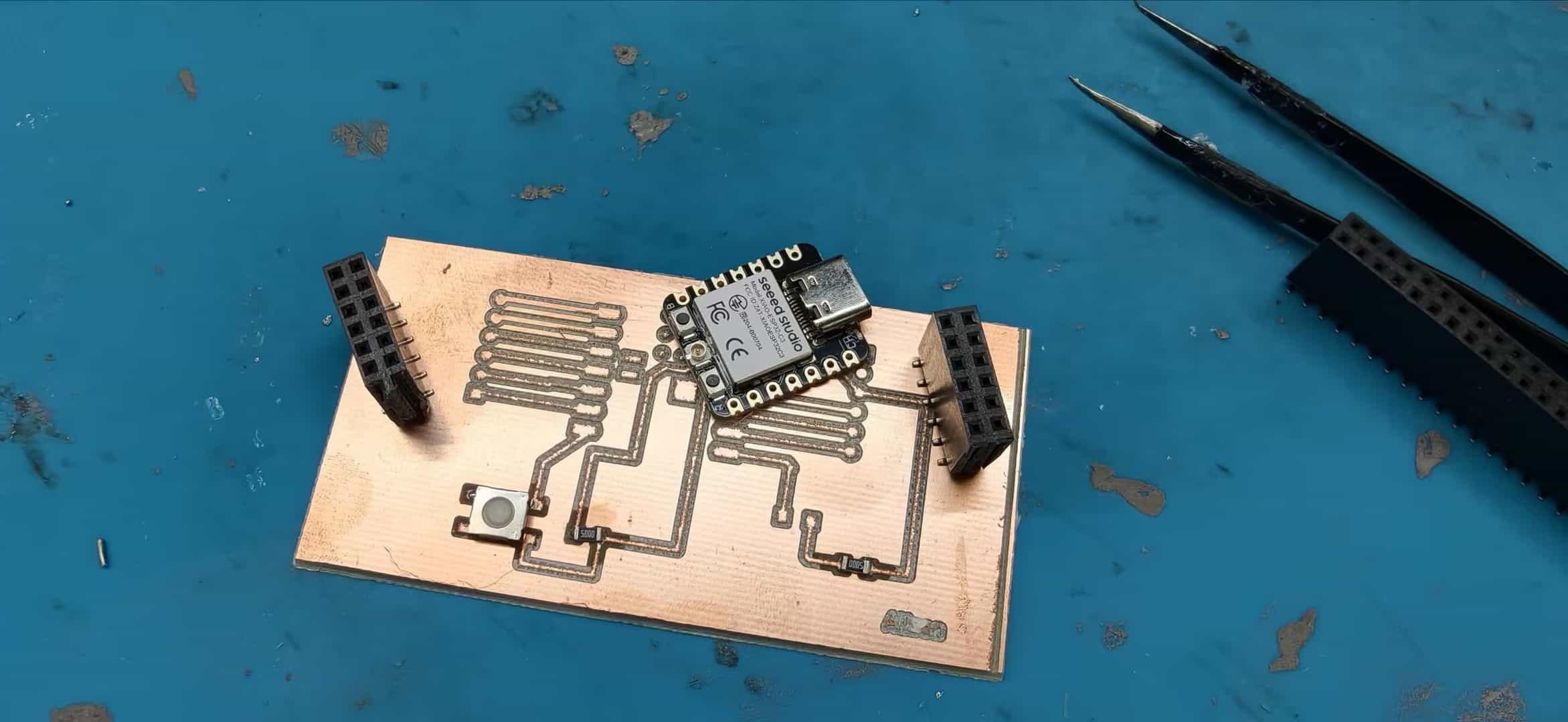 Placing components with tweezers