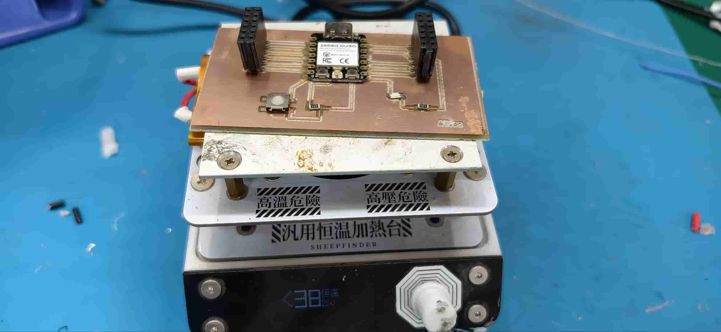 Applying solder paste to the pads