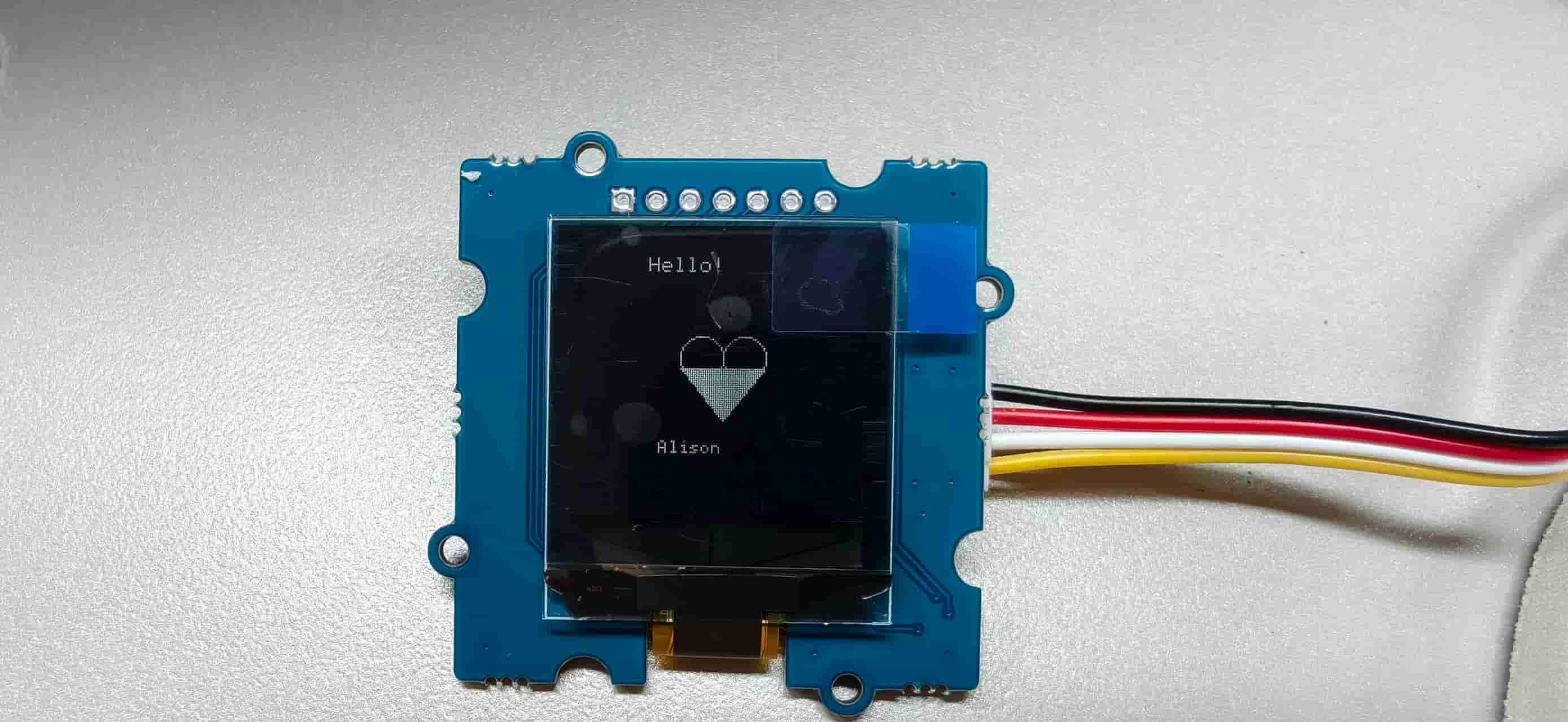 OLED Hello Alison graphic