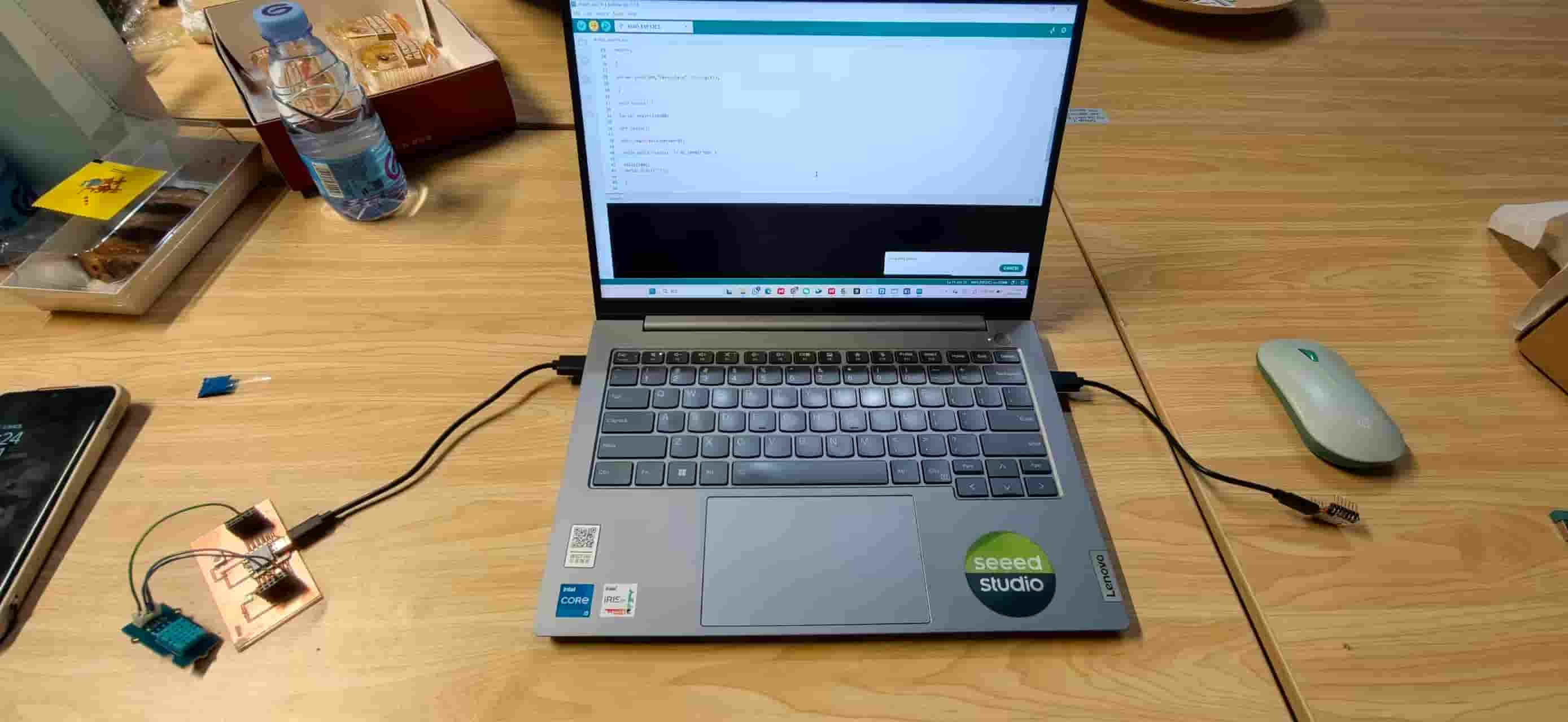 Close-up of the Grove DHT11 module connected to the XIAO