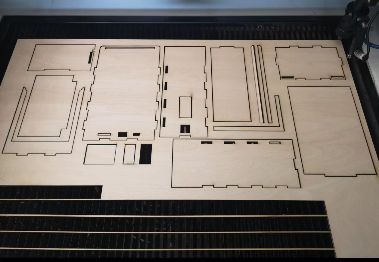Laser-cut plywood panels