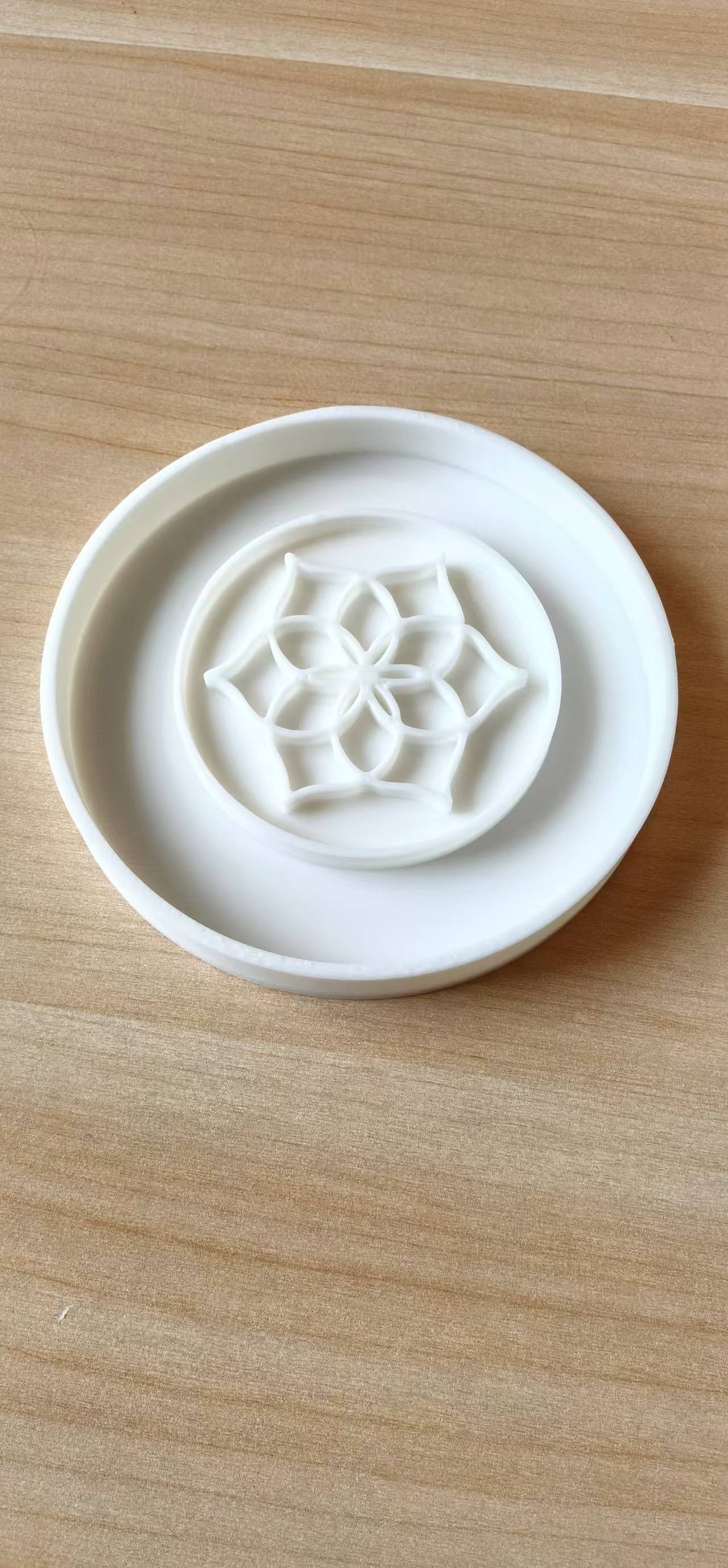 Pour silicone over master in mold box