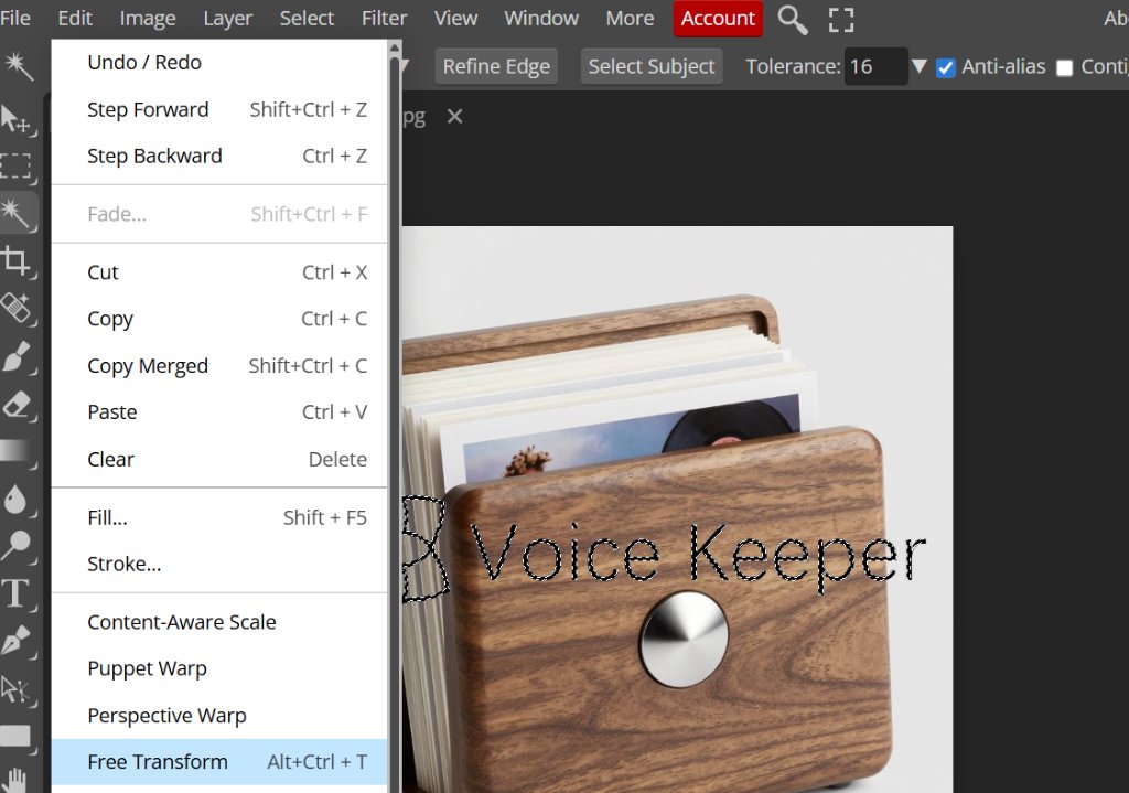 Photopea free transform