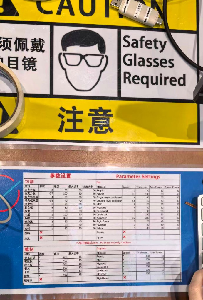 Laser cutter Suggested Settings