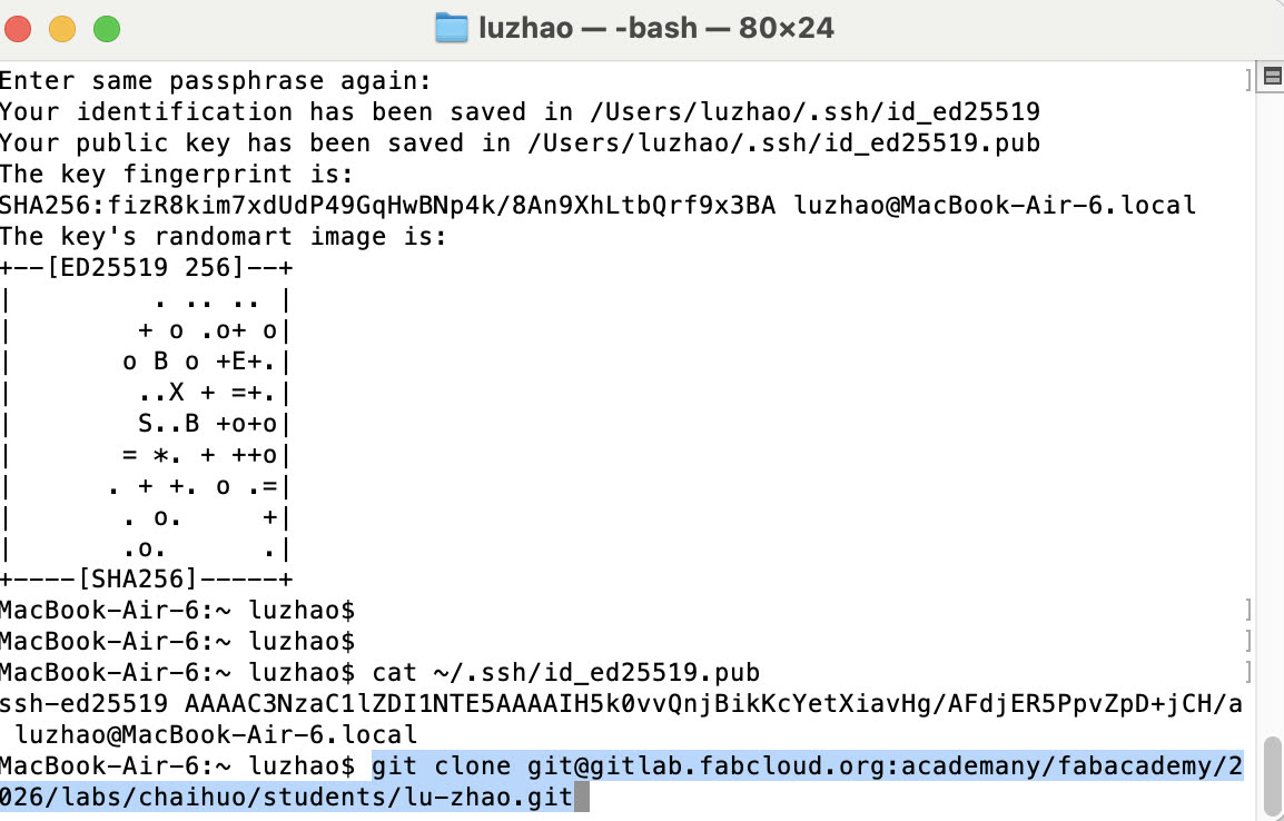 Terminal - SSH key and git clone
