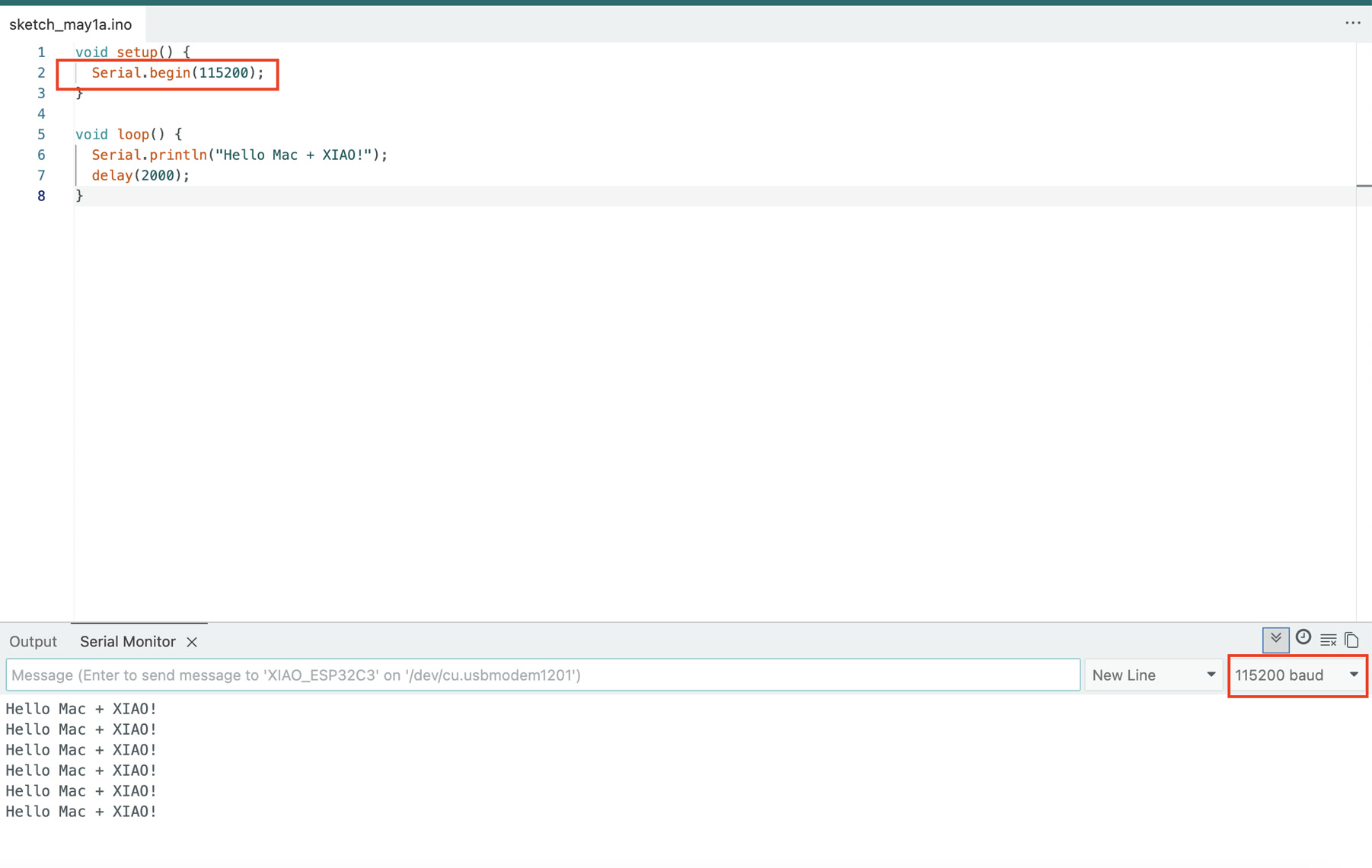 Serial monitor hello test