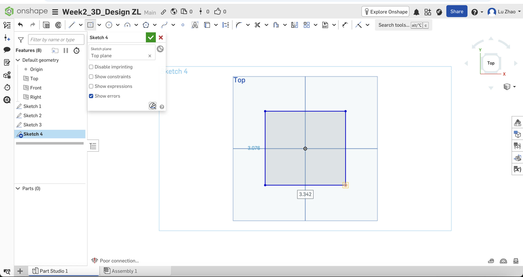 Center Point Rectangle selected