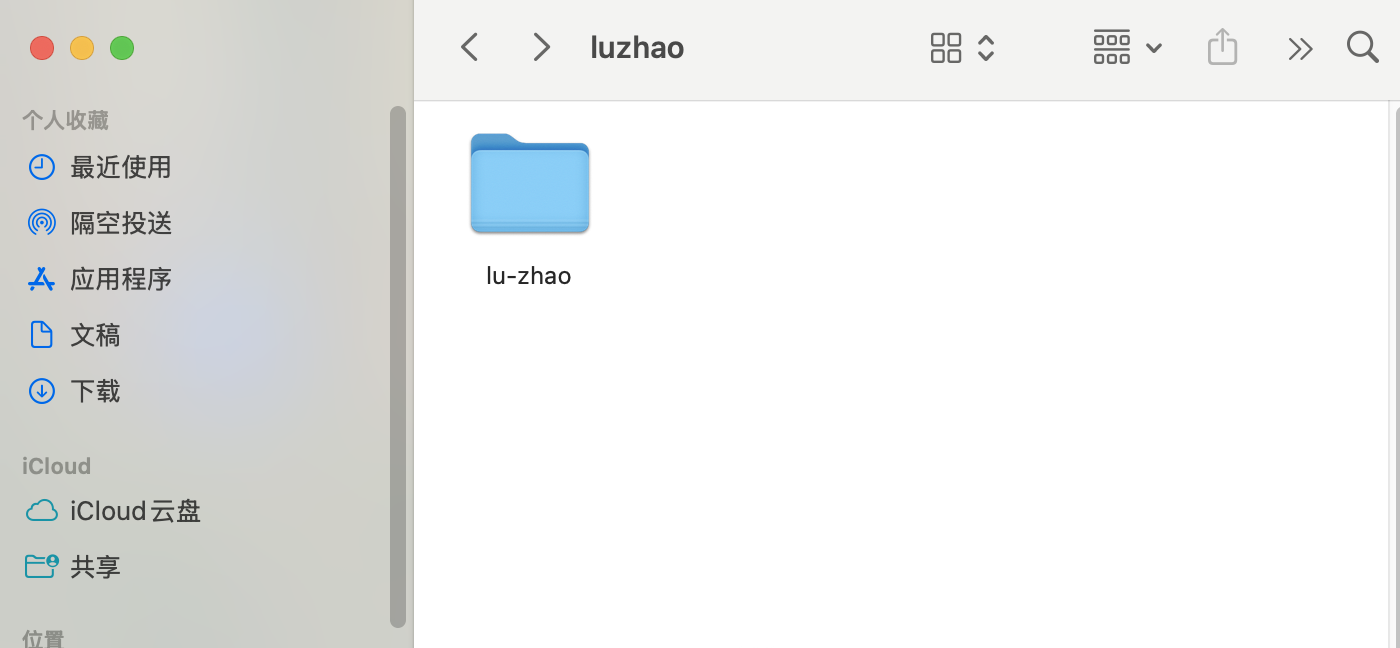 Finder showing lu-zhao folder