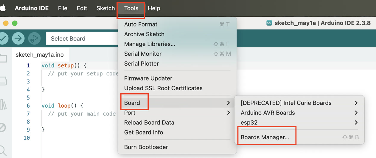 ESP32 board package search