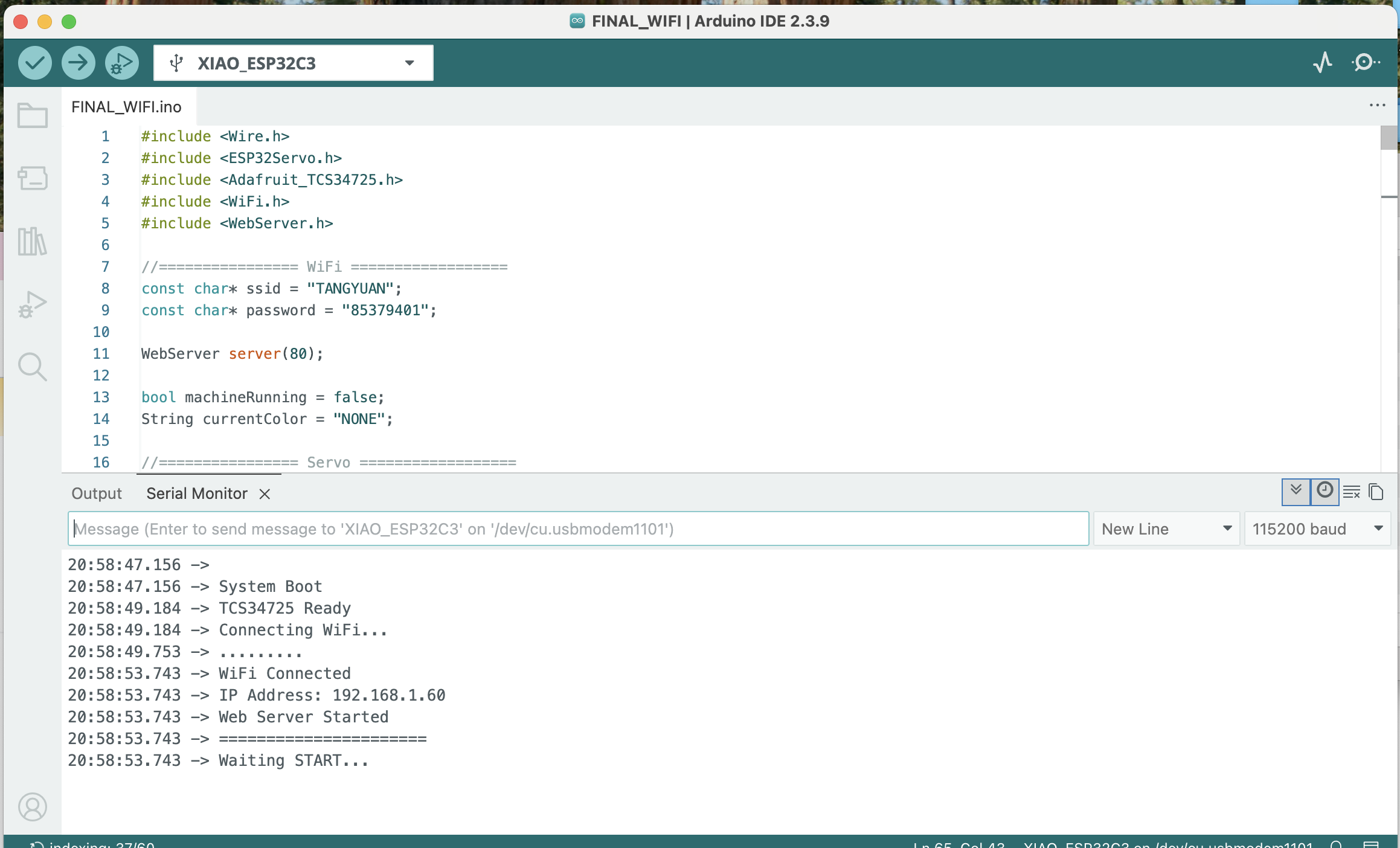 Serial monitor output