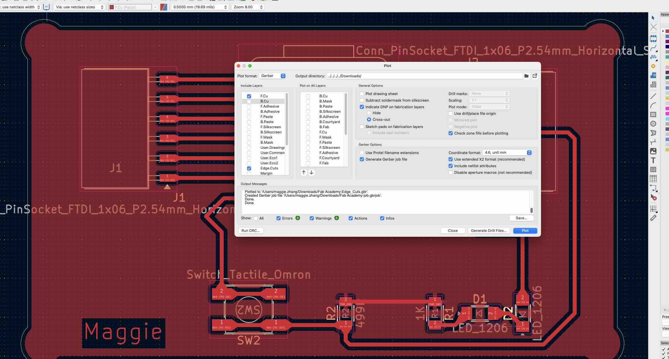 KiCad layer selection for export