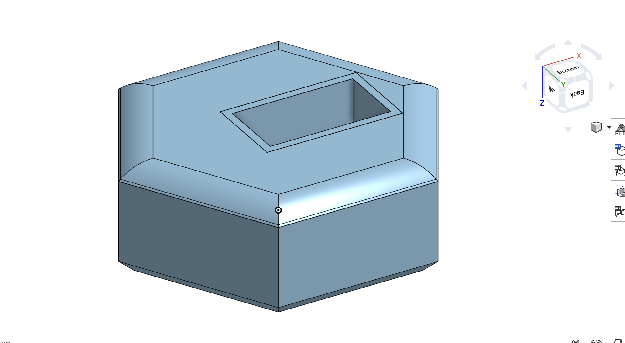 Onshape — lamp base joint with circular servo clearance pocket