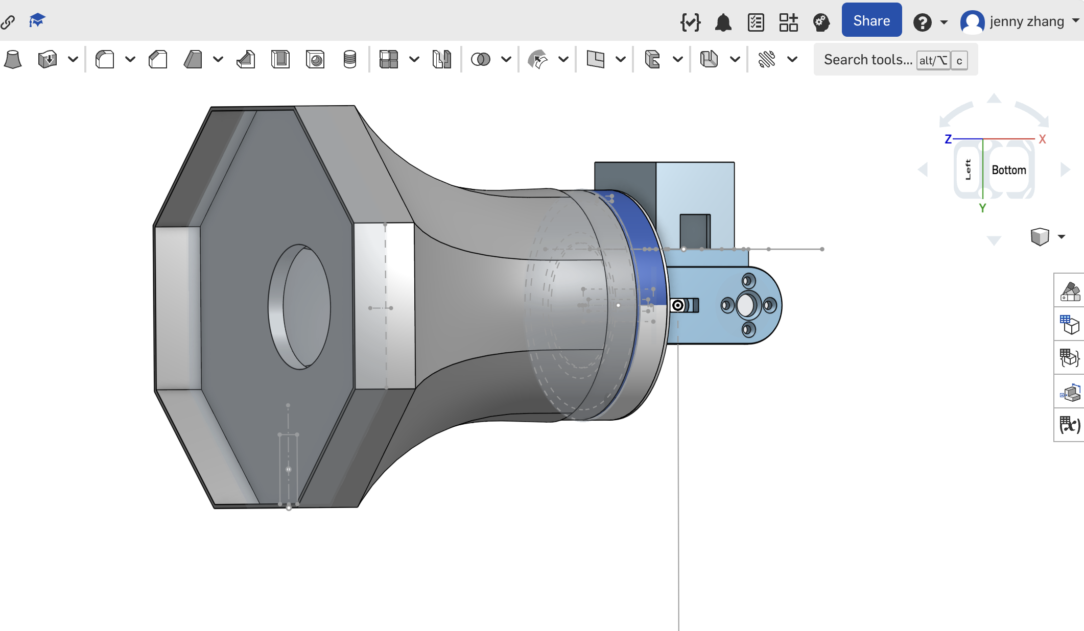 Onshape — lamp head shell with camera opening