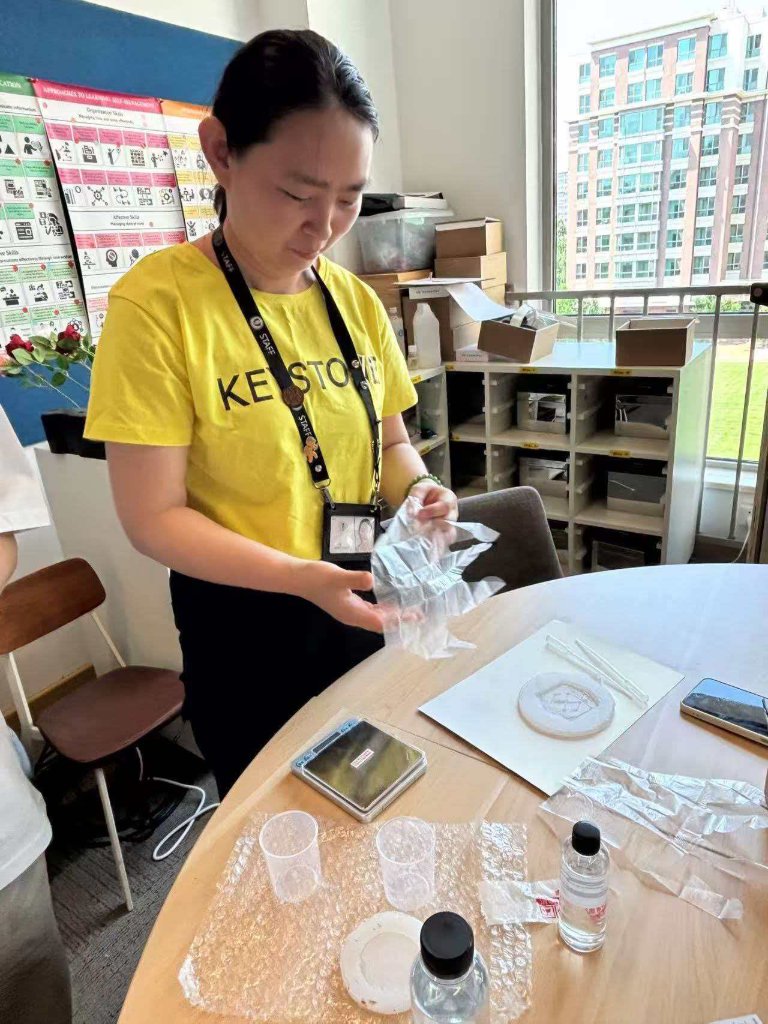 Weighing Glue A on a digital scale