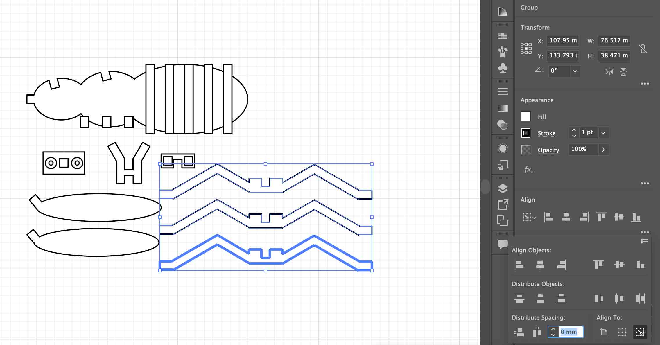 Adobe Illustrator: align to key object and distribute spacing