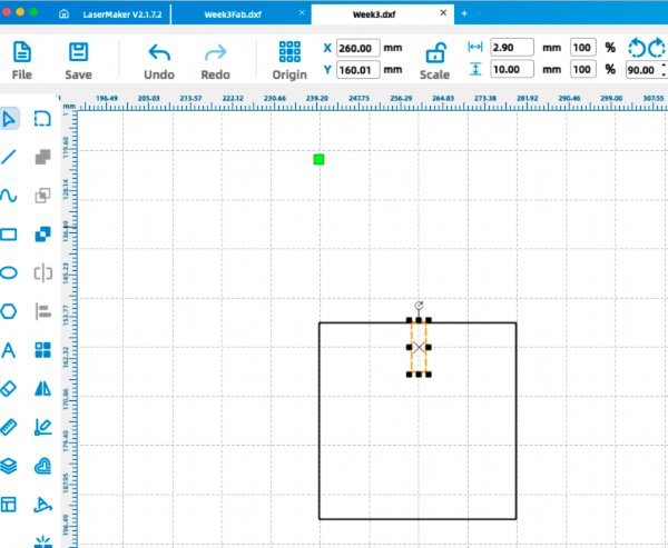 Slot rectangle dimensions