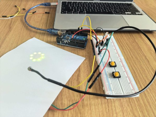 Compressed still of airflow sensor and NeoPixel strip demo