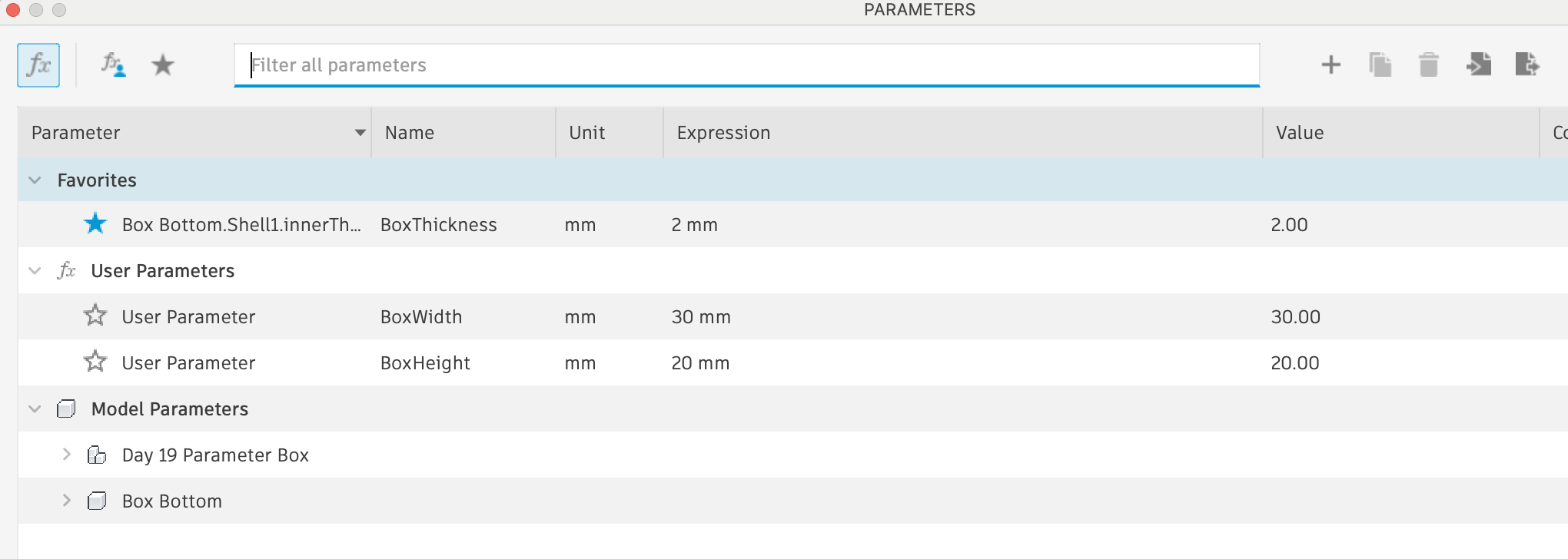 Fusion 360 hinged box design step 0