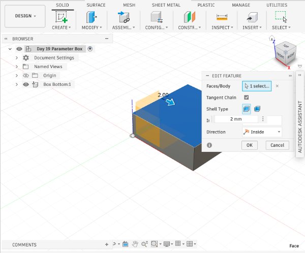 Fusion 360 hinged box design step 3