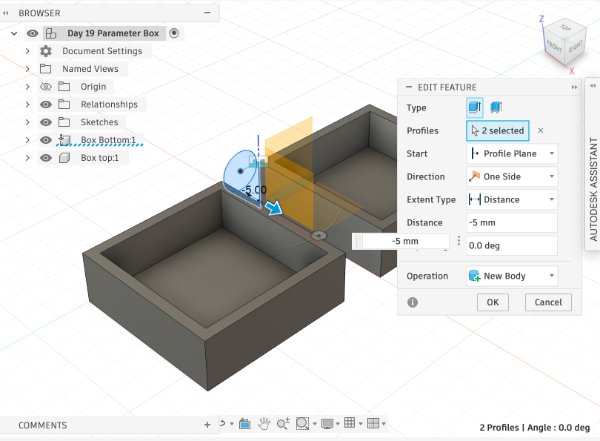 Fusion 360 hinged box design step 6