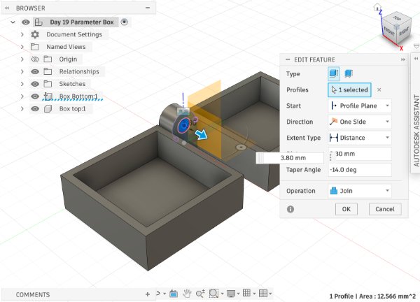 Fusion 360 hinged box design step 8