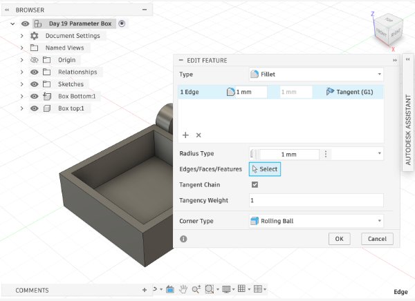 Fusion 360 hinged box design step 10