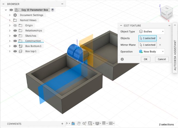 Fusion 360 hinged box design step 16