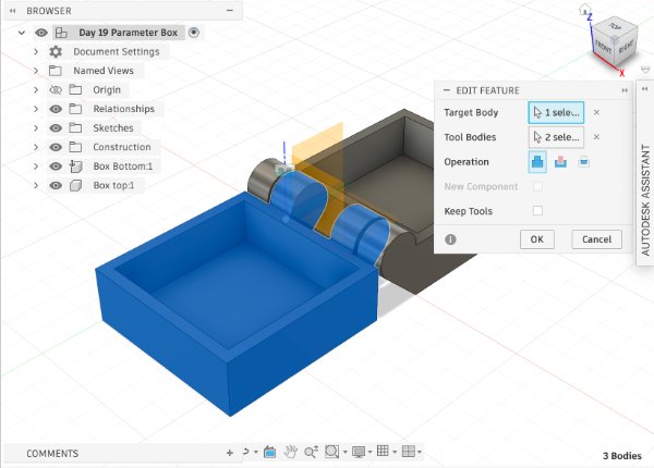 Fusion 360 hinged box design step 19