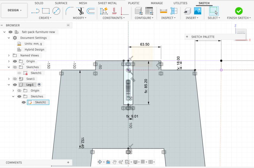 Cross-lap slots in leg component