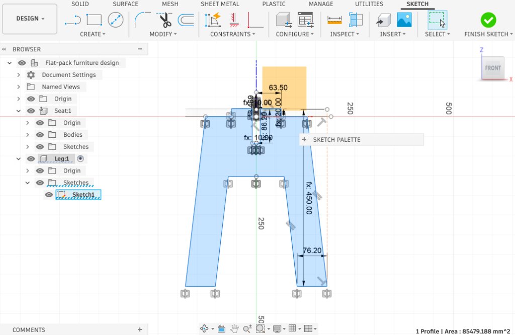 Cross-lap slots in leg component