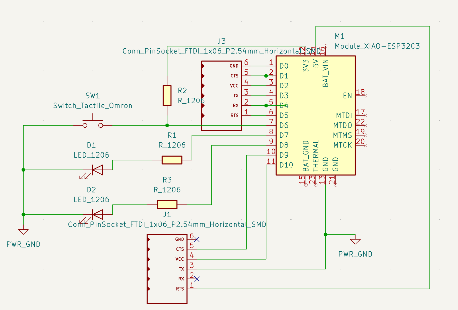 Revised schematic with pull-up resistor on button