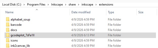 Screenshot of Extension Folder Location