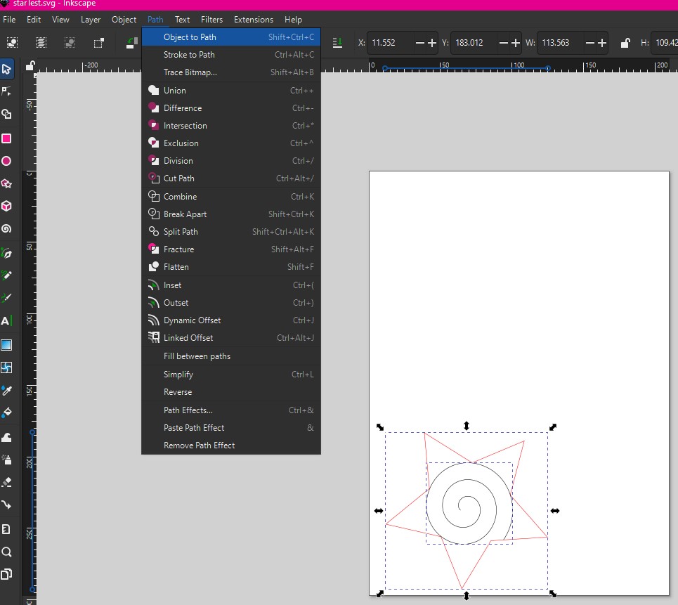 Screenshot of Object to Path Tool