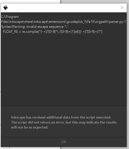 Screenshot of syntaxWarning