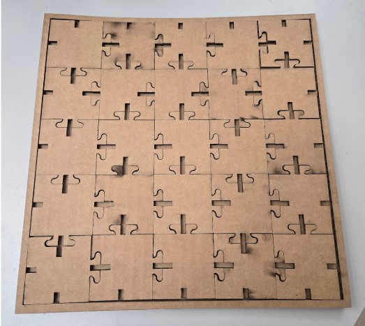 Completed cardboard puzzle set sample